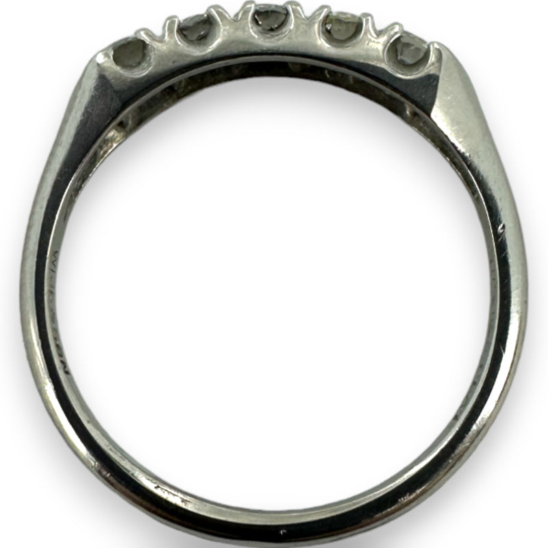 Late Art Deco William Wise & Son Platinum and Diamond Half Eternity Band Wedding Stackable Ring