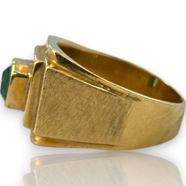 Vintage Retro 1950s-60s Solid 18kt Gold Columbian Emerald Ring Size 9