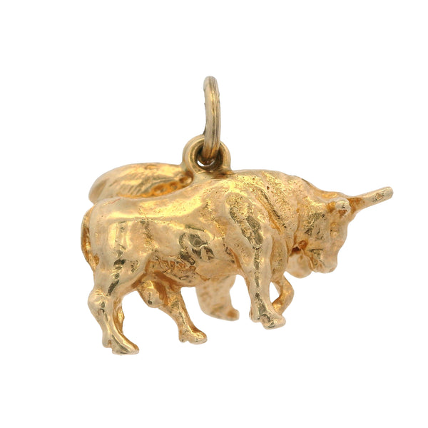 Vintage Solid 14kt Yellow Gold 3D Detailed Bear and Bull Market Wall Street Necklace Pendant