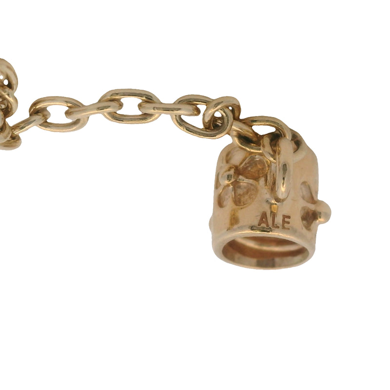 Charm deslizante de cadena de seguridad con flor de oro amarillo macizo de 14 kt retirado de Pandora