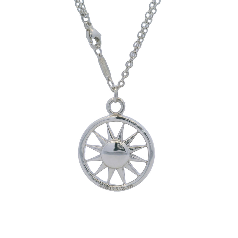 Vintage 2003 Tiffany & Company 925 Sterling Silver Sun Pendant 16" Double Chain Necklace