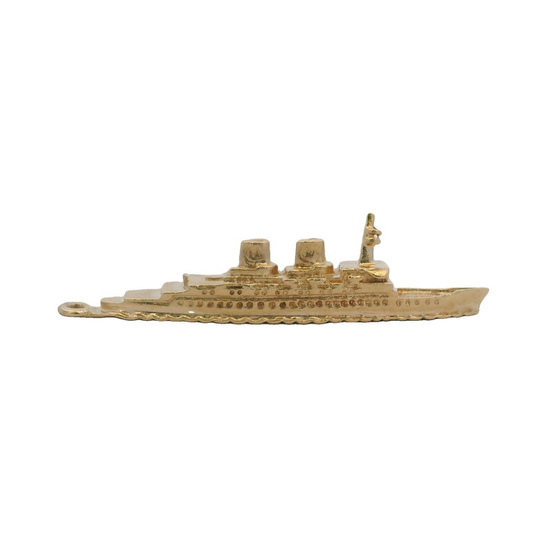 Vintage 14kt Yellow Gold Ocean Liner Ship Cruise Travel 1.5" Long Charm Pendant