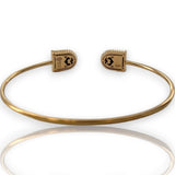 Devji Aurum Malachite and Diamond Thin Flex Cuff Bracelet in 18kt Rose Gold