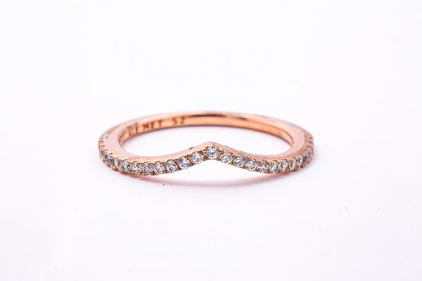 Pandora ALE Cubic Zirconia Wishbone 14K 585 Rose Gold Plated Metal Ring 52 US 6