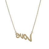 Solid 14kt Yellow Gold "Love" Stationed Pendant Necklace 18.25"