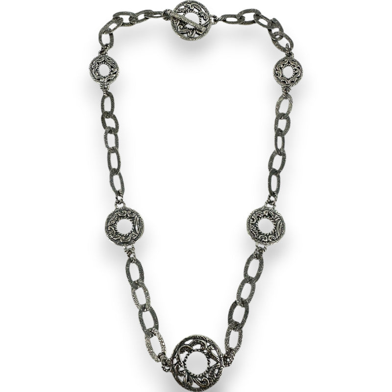 Carolyn Pollack Rodeo Romance Collection 925 Sterling Silver Openwork Southwest Toggle 20" Necklace