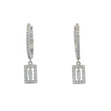 Solid 18kt White Gold and Diamond Drop/Dangle Halo Huggie Earrings