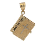 Solid 14kt Yellow Gold Opening Spanish Holy Bible Dangle Charm