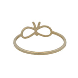 Solid 14kt Yellow Gold Thin Dainty Bow Ribbon Ring Made In Turkey Size 7