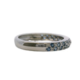 Solid 14kt White Gold and Cornflower Blue Sapphire Cluster Band Ring Size 6.75