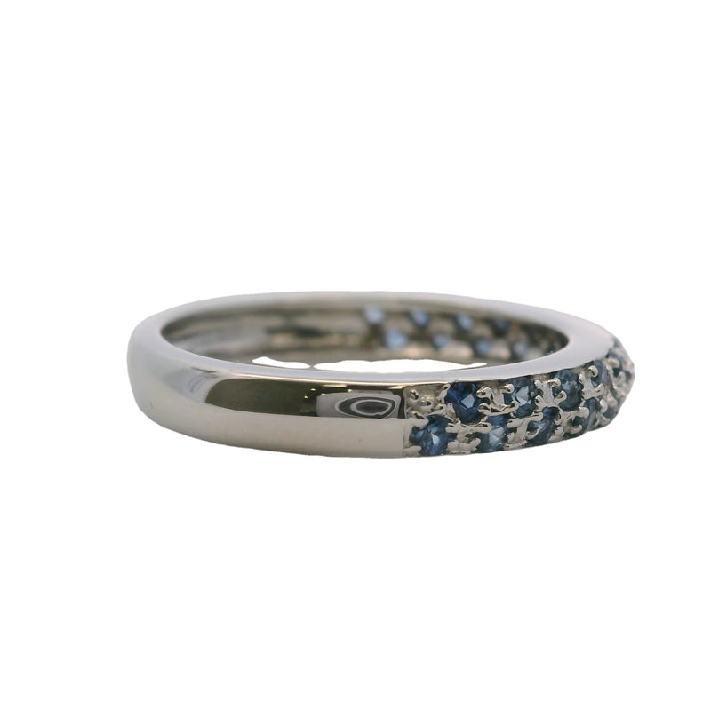Solid 14kt White Gold and Cornflower Blue Sapphire Cluster Band Ring Size 6.75