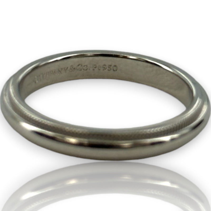 Tiffany & Co Together Collection Solid 950 Platinum Milgrain 3mm Band Wedding Engagement Ring Size 6.5