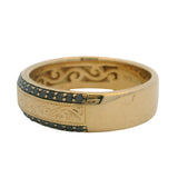 Neil Lane Solid 14kt Yellow Gold Scrollwork Black Diamond 6.4mm Men's Band Ring Size 10