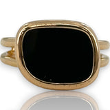 Roberto Coin Signed with Ruby Solid 18kt Rose Gold Black Jade Collection Double Band Statement Ring Size 6.5