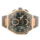 Bulova Precisionist 262kHz 98B356 45mm Rose Gold Black Dial Brown Strap Watch