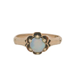 Antique Late Victorian Solid 14kt Rose Gold Blue-Green Opal Belcher Setting Solitaire Ring Size 6