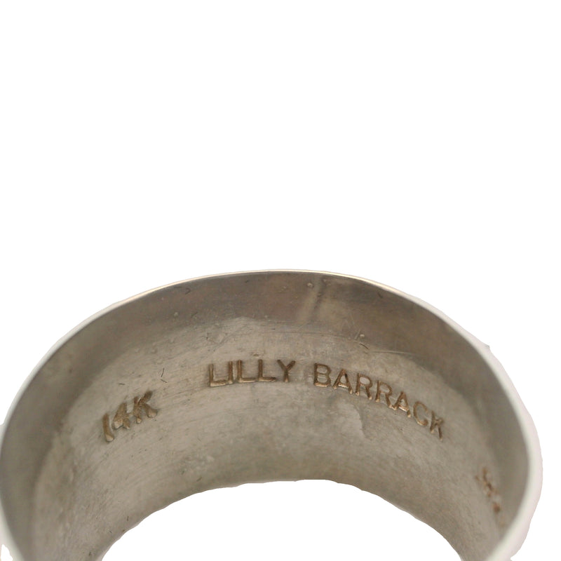 Lilly Barrack 925 Sterling Silver and 14kt Yellow Gold 12.5mm Cigar Band Ring Size 8.5