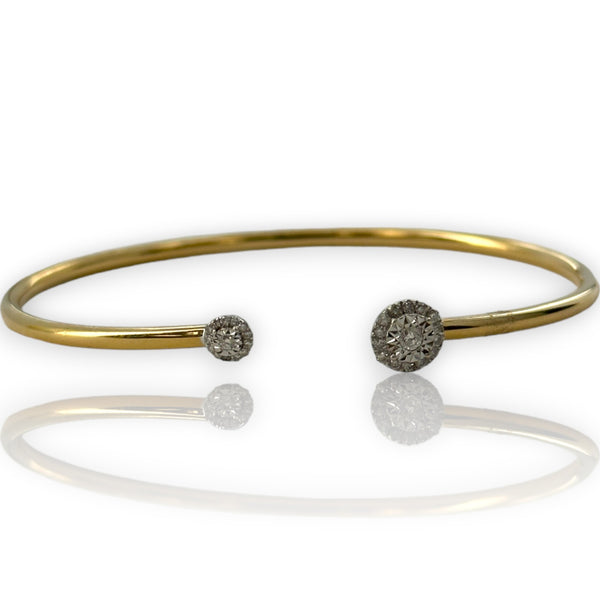 Two-Tone 18kt 0.15ct Diamond Halo Flexible 6" Cuff Bracelet Stamped Ed