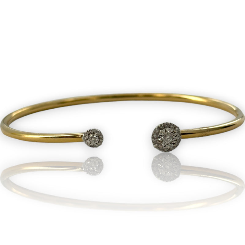 Two-Tone 18kt 0.15ct Diamond Halo Flexible 6" Cuff Bracelet Stamped Ed