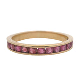 Solid 14kt Yellow Gold and Natural Ruby Half-Eternity Channel-Set Stacking Band Size 5.5