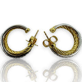 David Yurman Solid 18kt Yellow Gold Crossover 23mm Hoop Cable Earrings with 0.34ctw of Diamonds in Original Pouch