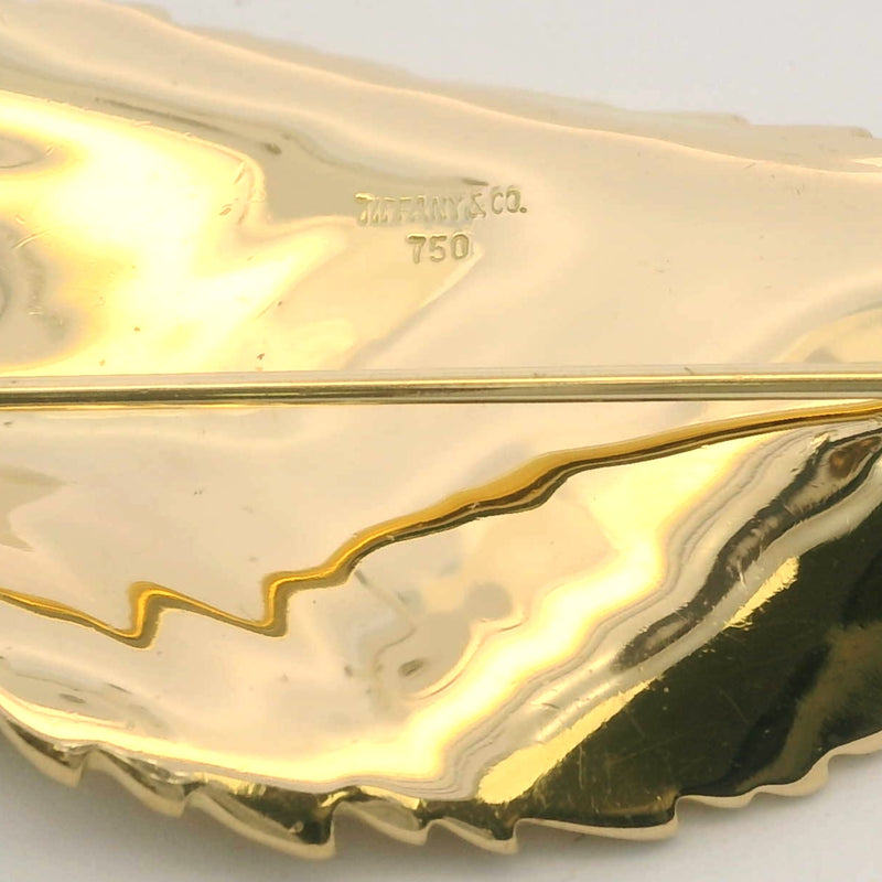 Vintage Tiffany & Co Solid 18kt Yellow Gold Beech Chestnut Leaf Pin Brooch