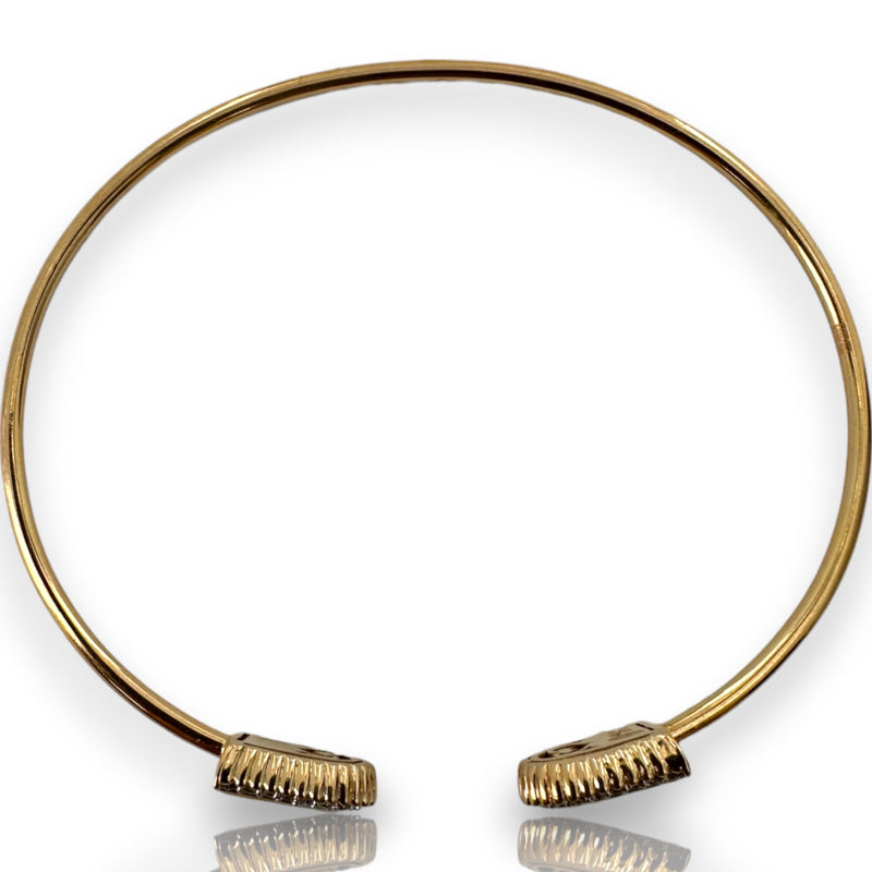 Devji Aurum Malachite and Diamond Thin Flex Cuff Bracelet in 18kt Rose Gold