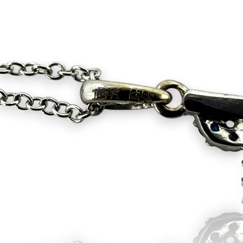 EFFY Solid 14K White Gold Sapphire & Diamond Cross & Anchor Pendant Necklace with Adjustable 16-18" Chain