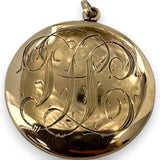 Antique Victorian Solid 10k Rose Gold and 0.30ctw Old Mine Cut Diamond Good Luck Clover Round Locket with Engraved Back Charm Pendant