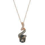LeVian Solid 14kt Rose Gold Smoky Quartz and Diamond Ribbon Pendant