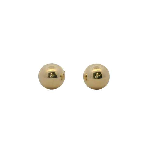 Solid 14kt Yellow Gold 7mm Button Stud Earrings