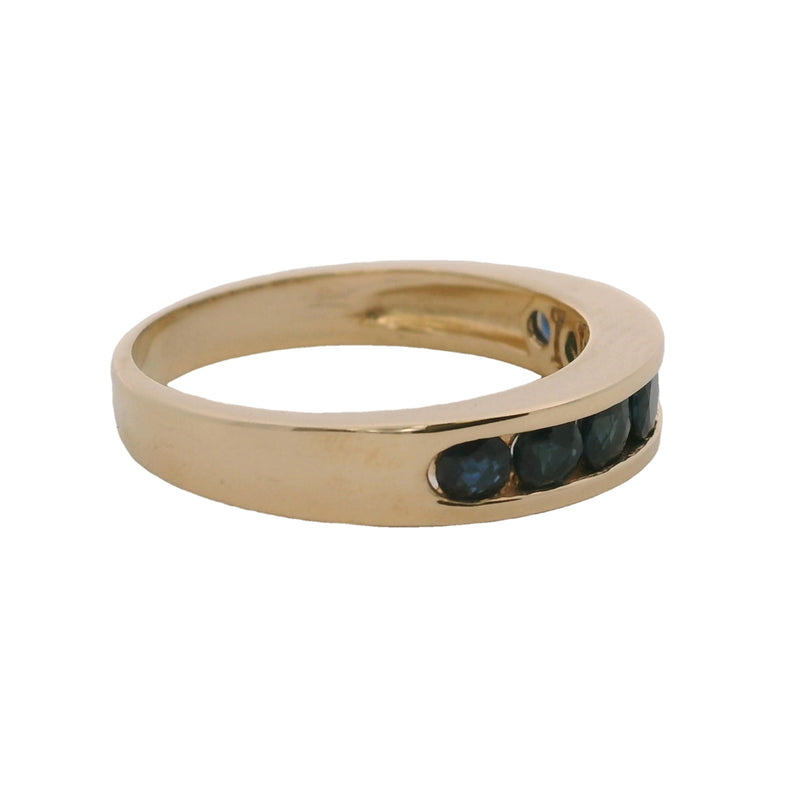 Vintage EFFY 14kt Yellow Gold and Channel Set Graduated Sapphires Ring Band Size 6