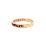 Solid 14kt Yellow Gold and Natural Ruby Half-Eternity Channel-Set 3mm Stacking Band Size 5.5