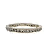 Antique 1920s Solid 14kt White Gold and Diamond Thin Channel Set Eternity Band Ring Size 4.25