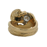 Vintage Solid 14kt Yellow Gold and 0.86ctw Natural Diamond 3D Sculpted Dragon Ring Size 8.5