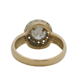 Solid 14kt Yellow Gold Cubic Zirconia 12mm Wide Solitaire Ring with Halo Size 7.5