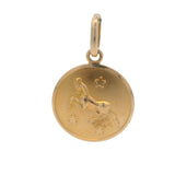 Vintage Italian Solid 18kt Yellow Gold Round Aries Ram Dangle Charm