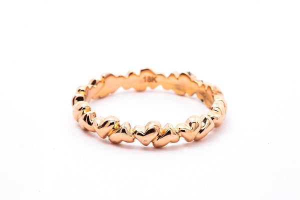 Stackable Eternity Band Interlocking Heart Ring 18k 750 Rose Gold Size 6
