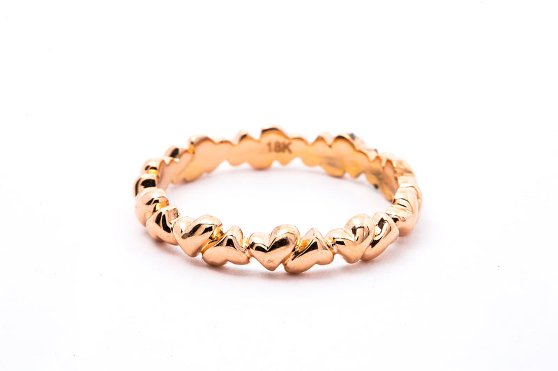 Stackable Eternity Band Interlocking Heart Ring 18k 750 Rose Gold Size 6