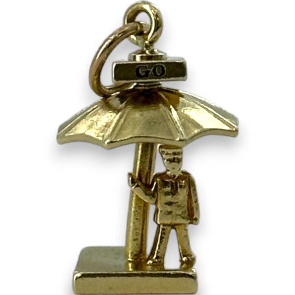 Vintage 1930-50s Walter Lampl rotating "STOP GO" Umbrella Policeman Traffic Charm Pendant