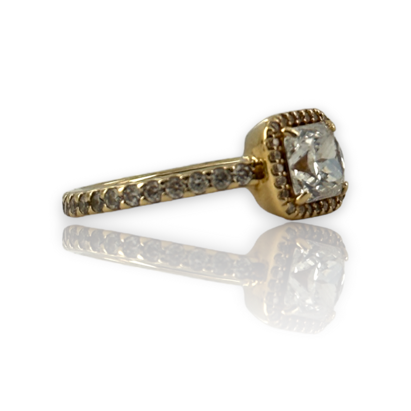 Pandora ALE G585 14KT 585 Yellow Gold Square Sparkle Ring Size