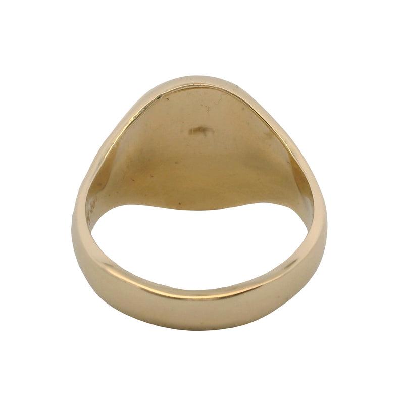 Antique Solid 14kt Yellow Gold Large "MMT" Engraved 16mm Signet Ring Size 12