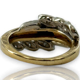 Vintage 1940-50s Two-Tone Solid 14kt Yellow and White Gold and Diamond Cocktail Ring Size 5.75