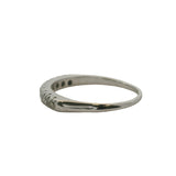 Vintage 1920s 14kt White Gold and 0.18ctw Diamond Line Stackable Wedding Band Ring Size 5