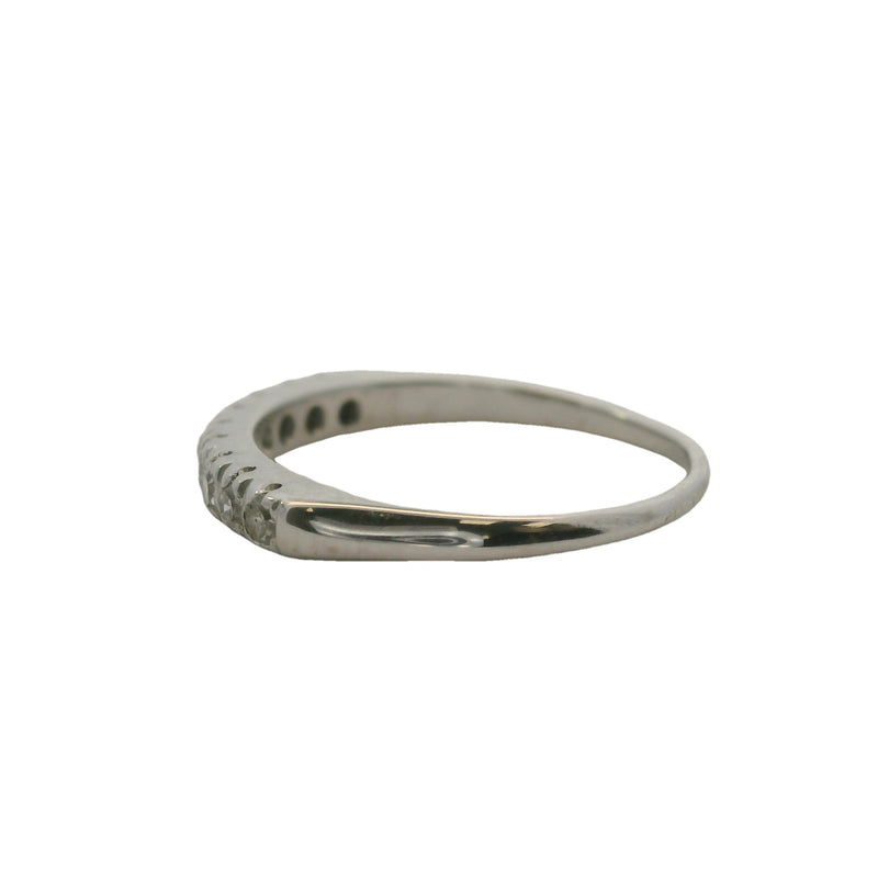Vintage 1920s 14kt White Gold and 0.18ctw Diamond Line Stackable Wedding Band Ring Size 5