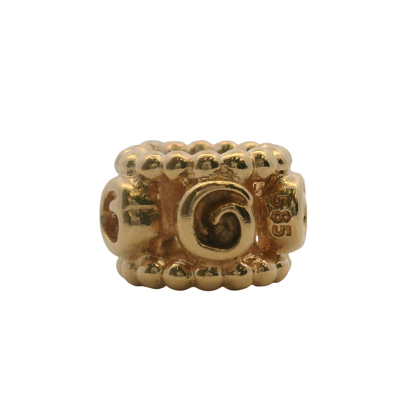 Charm separador de fila de rosas de oro amarillo macizo de 14 kt de Pandora (2 unidades)