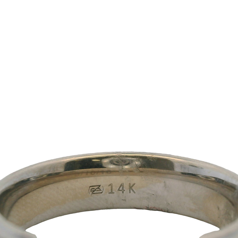 Anillo de oro blanco macizo de 14 kt de Blue Nile de 6 mm con banda delineada, acabado satinado y cepillado mate, talla 11