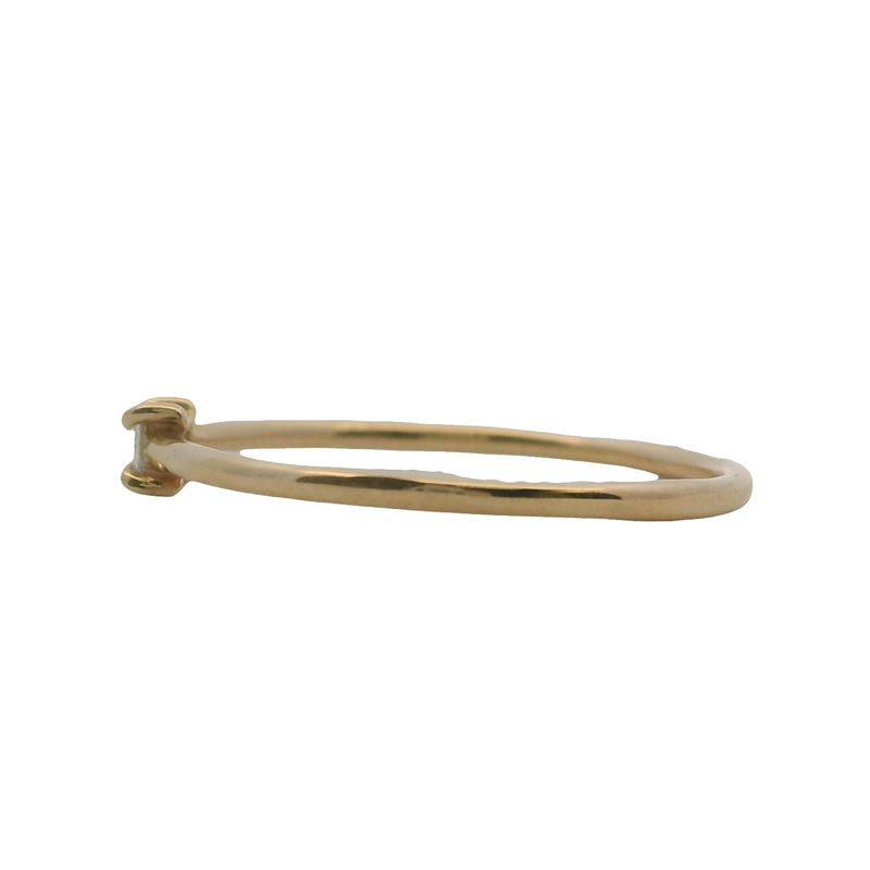 Mejuri 14kt Solid Yellow Gold and Diamond Dainty Baguette Stacker Ring Size 5.75