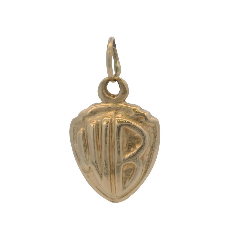 Vintage 1990 Warner Brothers WB Logo 14kt Yellow Gold Dangle Charm