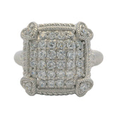 Judith Ripka Vintage 925 Sterling Silver CZ Large Cluster Cocktail Ring Size 6